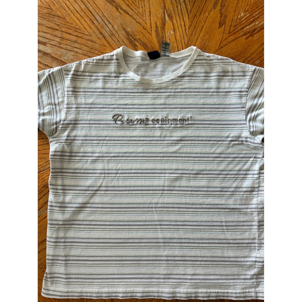 Vintage B.U.M. Equipment Striped T-Shirt Womens Medium Made in USA Cotton Tee